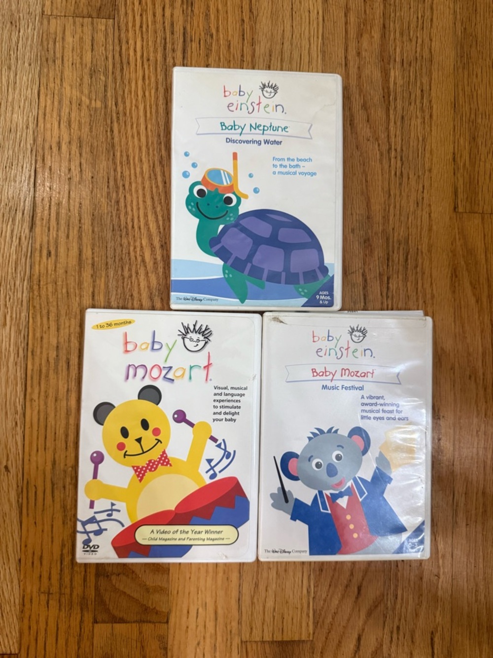 3 Baby Einstein DVD Set - Baby Neptune & Baby Mozart - White Covers